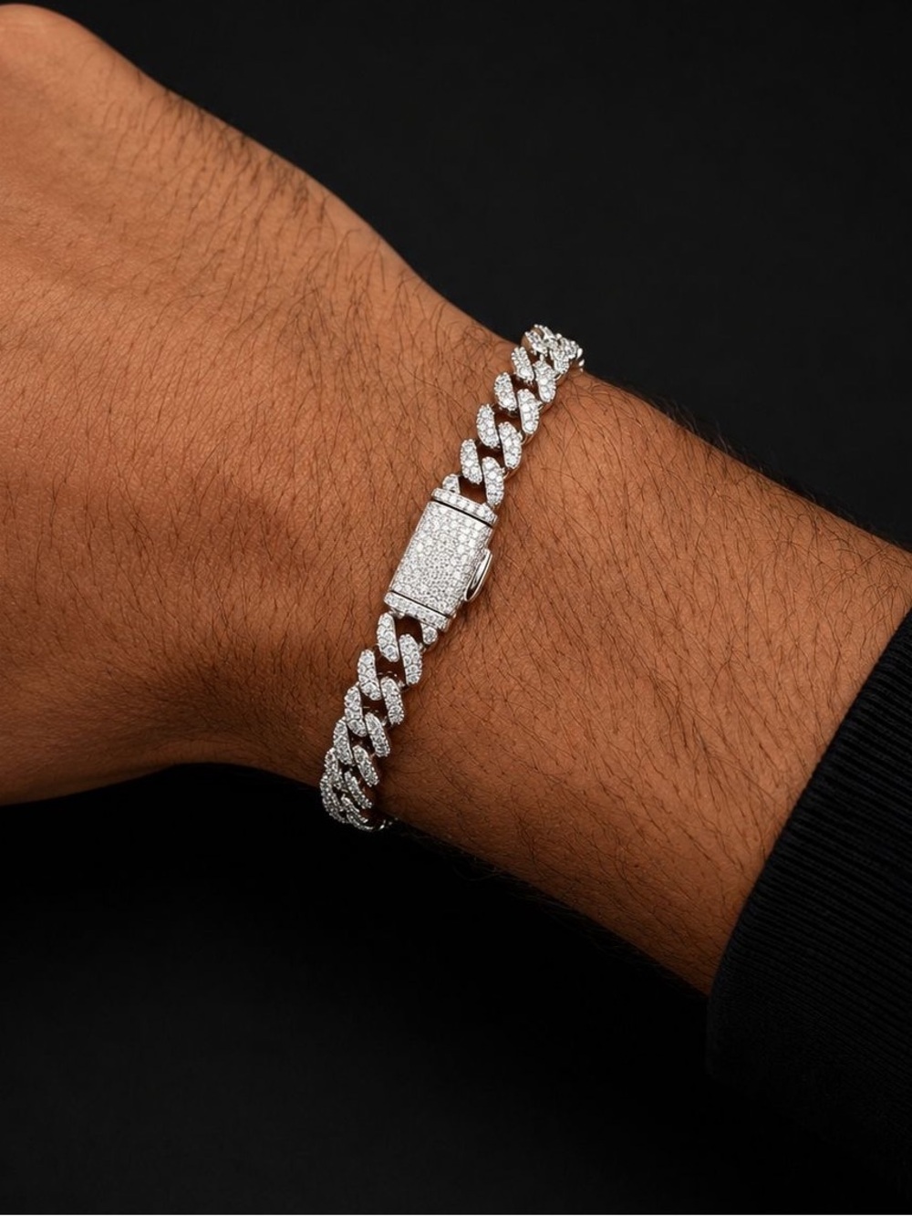925 Silver, 3.5CTW Moissanite Slim Miami Cuban Bracelet